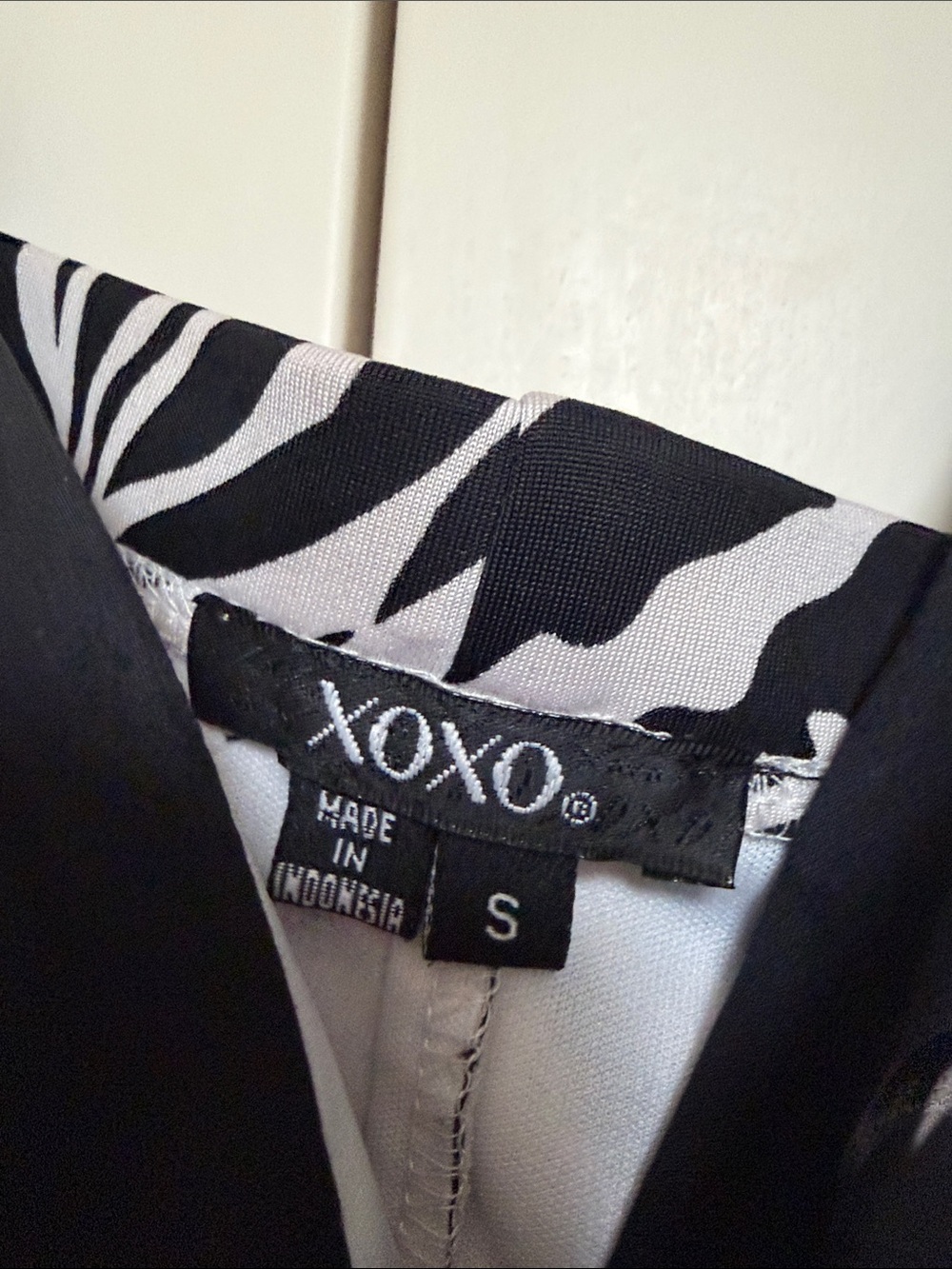 XOXO Black and White Zebra-Print Midi Dress with Waist Band - Picture 2 of 3